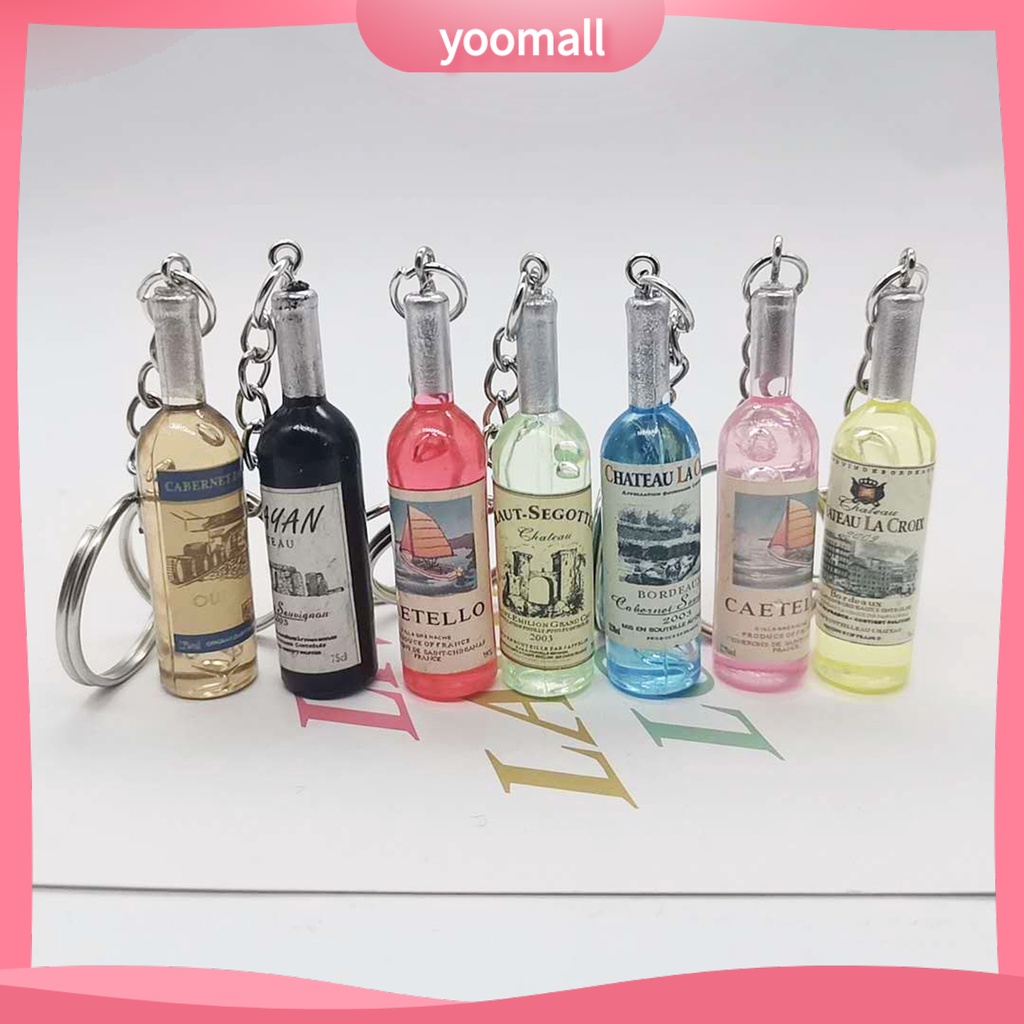 Set 2 Móc Khóa Hình Bình Rượu Vang Nhồi Bông Dễ Thương
