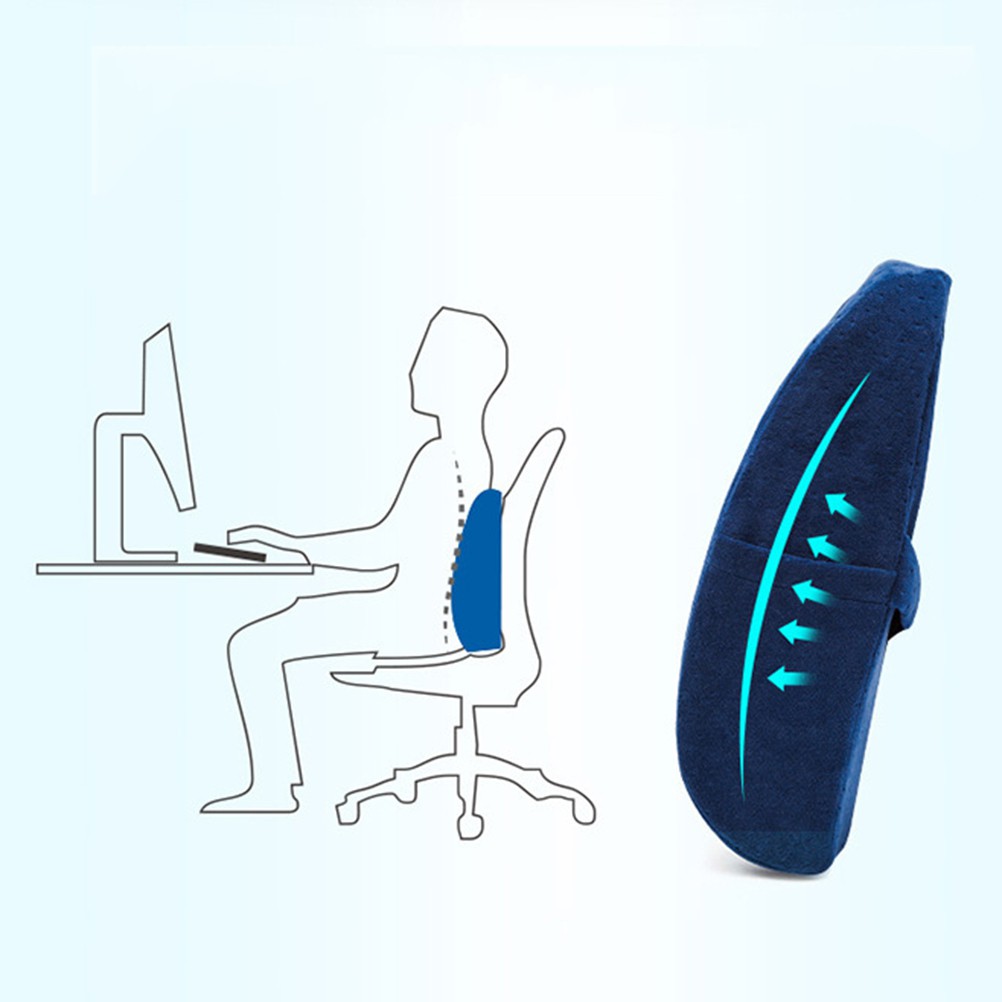 【Ready Stock】 Memory Foam Lumbar Support Back Massager Waist Car&amp;Seat Cushion With Breathable Cover LqbX