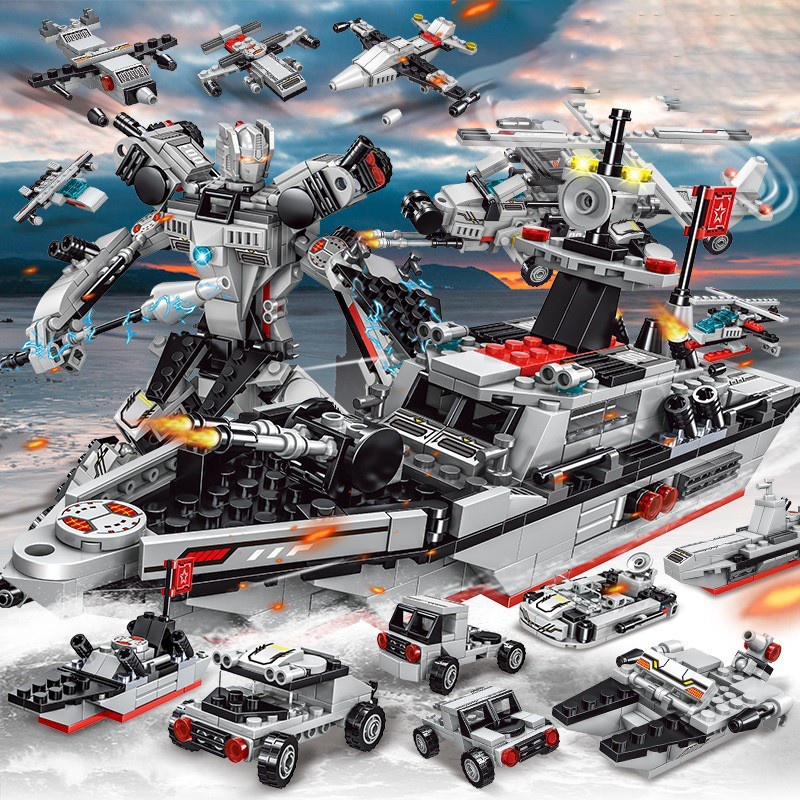 BỘ ĐỒ CHƠI LEGO TÀU CHIẾN TC550 , LEGO ROBOT VÀ MÁY BAY QUÂN ĐỘI