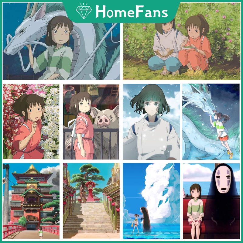 Bộ Tranh Đính Đá 5D Tự Làm Hình Anime Spirited Away 30x40cm / 40x50cm