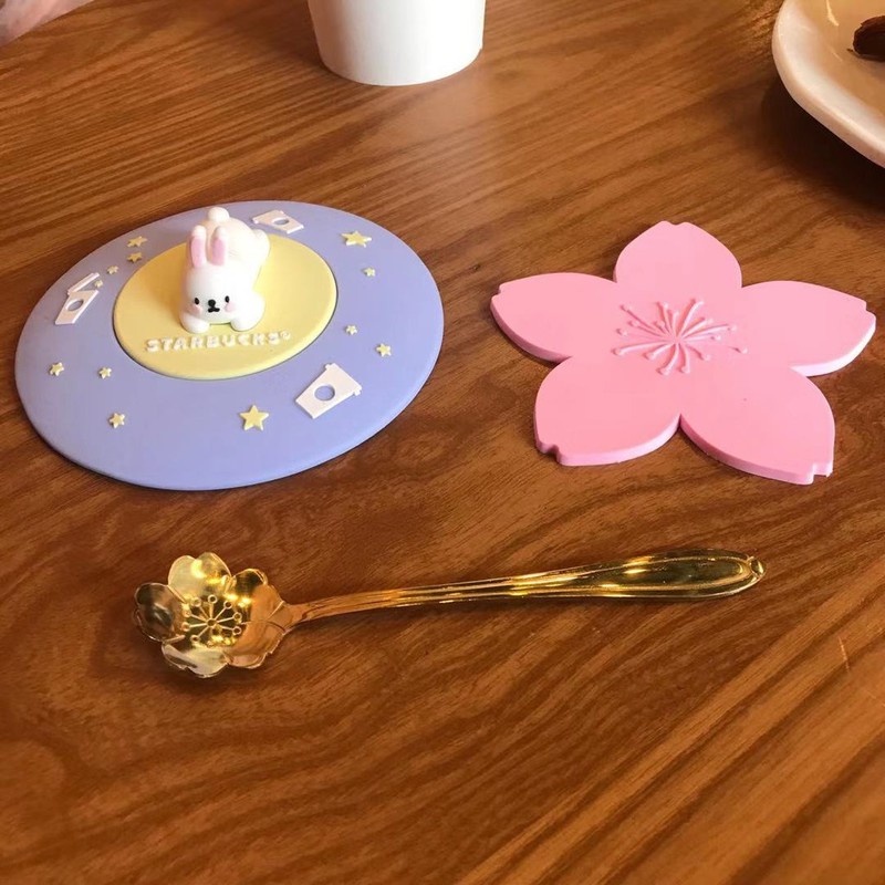 Nắp cốc Starbucks Gel silica chống bụi Sakura Bear Khinh khí cầu Phim hoạt hình Phụ kiện đa năng