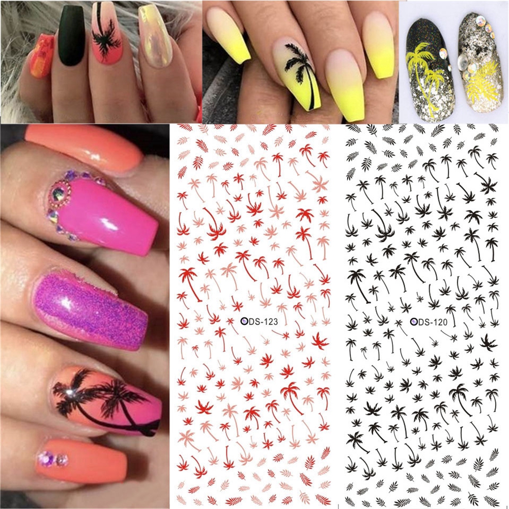 [Hàng mới về] Miếng dán trang trí móng tay 3D phong cách nhiệt đới cho nữ