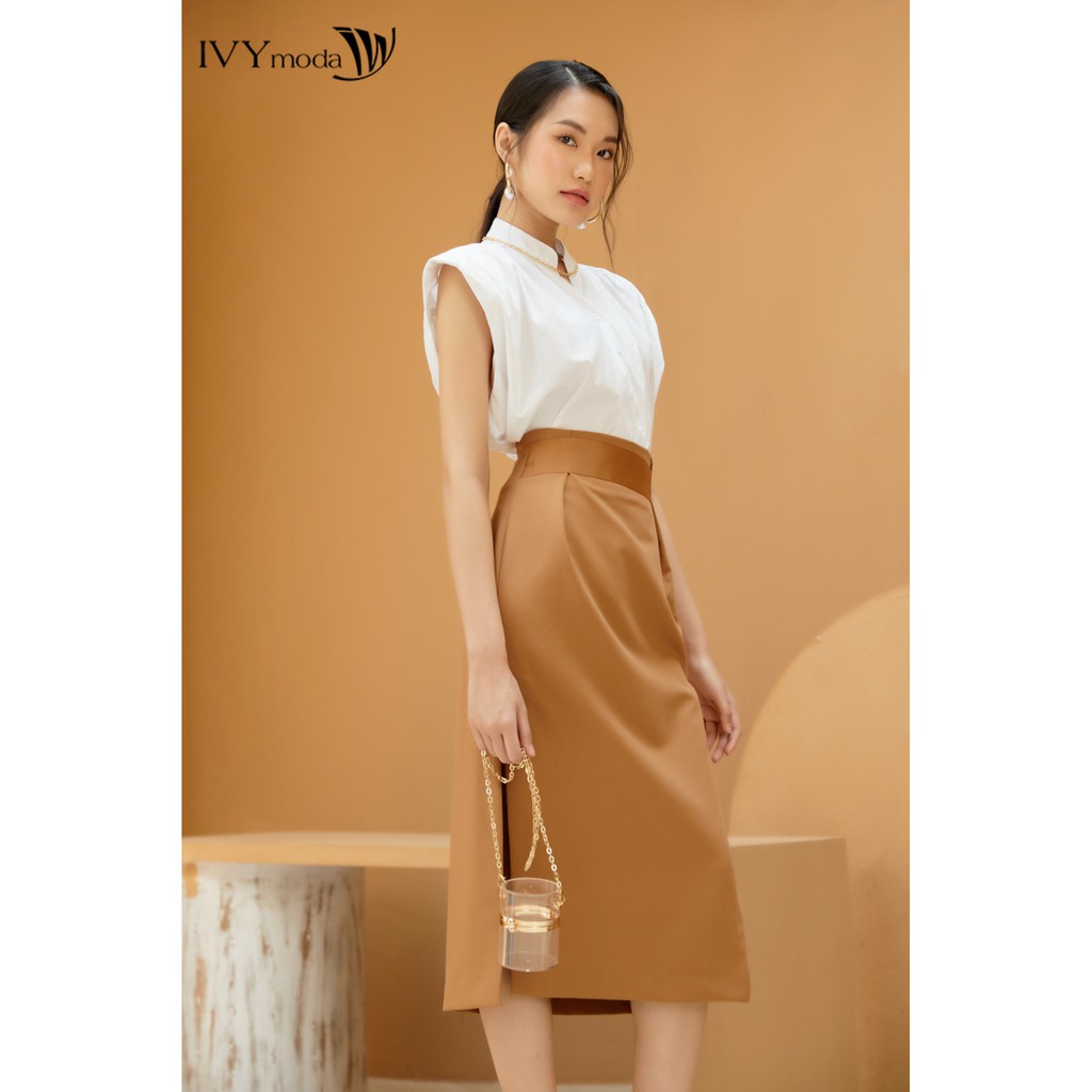 [NHẬP WABRTL5 GIẢM 10% TỐI ĐA 50K ĐH 250K ]Áo sơ mi nữ thô cổ trụ thiết kế IVY moda MS 16B8602