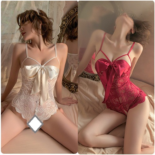 Bộ ngủ sexy jum thắt nơ hở đáy - Bộ cosplay ren quyến rũ sexy MS2131