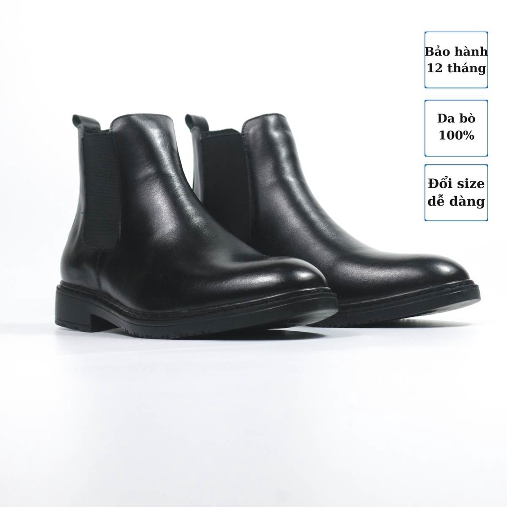 Giày Bốt Nam Chelsea Boots Classic Chất Liệu Da Bò Thật Nguyên Tấm Nhập Khẩu LAGADO