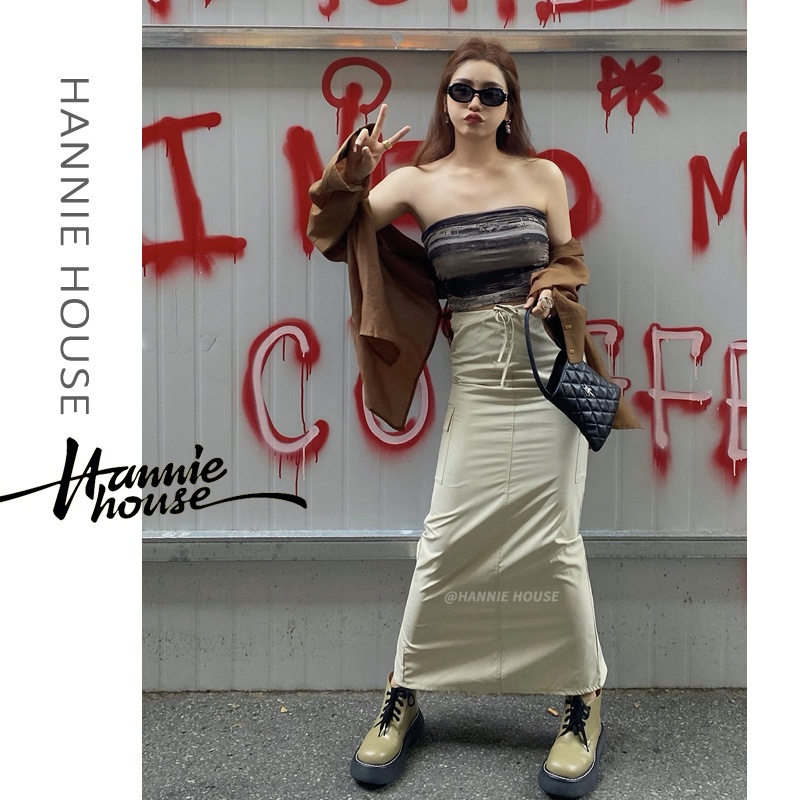 Chân Váy Maxi Lưng Thấp Đan Dây Màu Trơn Thời Trang Cho Nữ