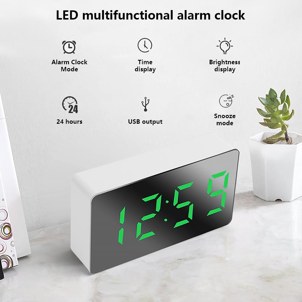 Đồng Hồ Báo Thức Điện Tử LED Kỹ Thuật Số Để Bàn Có Thể Sạc Lại Qua Cổng USB
