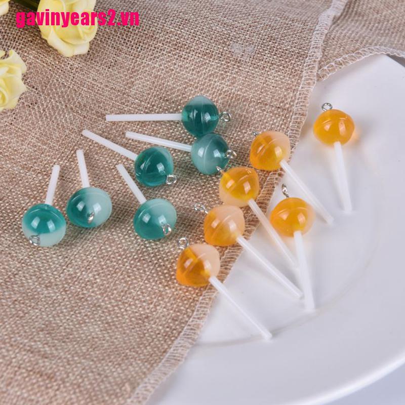 Bộ 10 Hạt Charm Hình Kẹo Mút Trong Suốt
