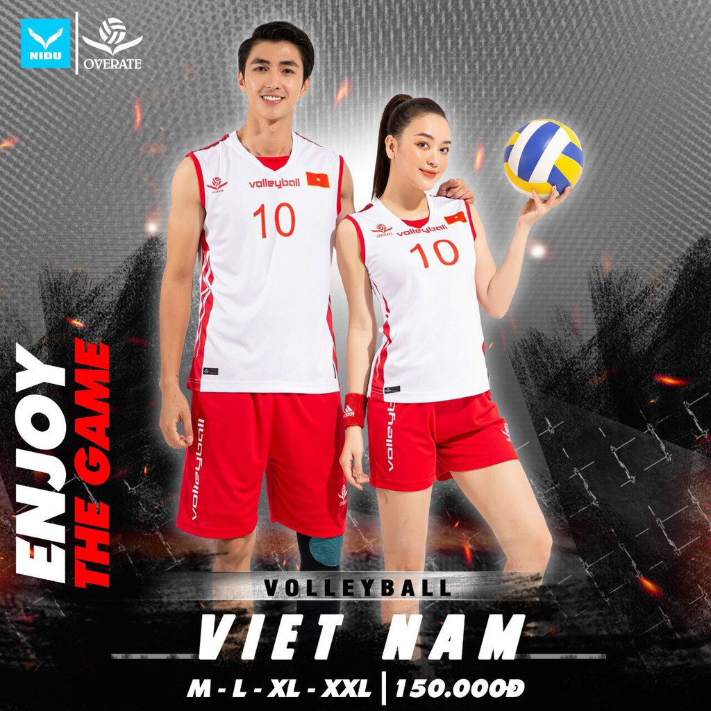 Bộ bóng chuyền nam nữ 05 màu mới Overate - In tên số miễn phí
