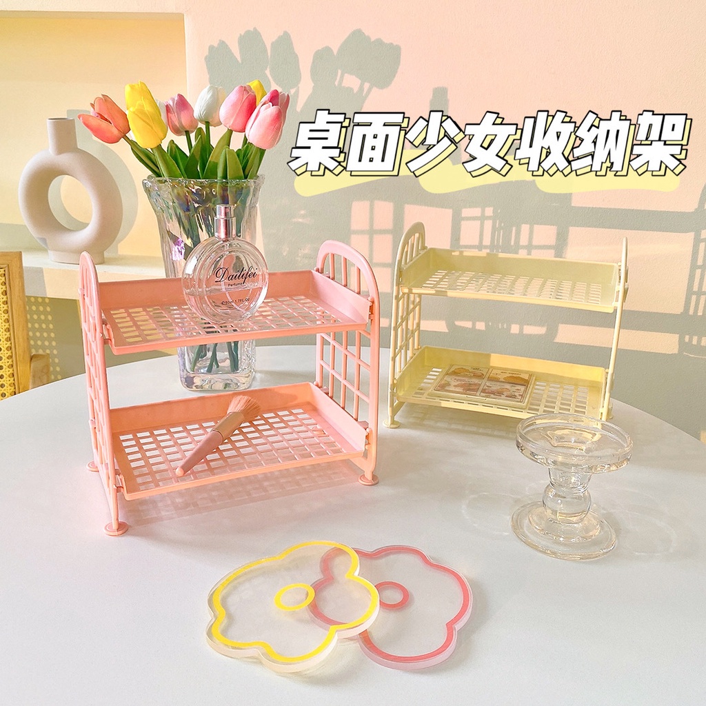 Kệ để bàn 2 tầng mini xinh xắn nhỏ gọn Ulzzang