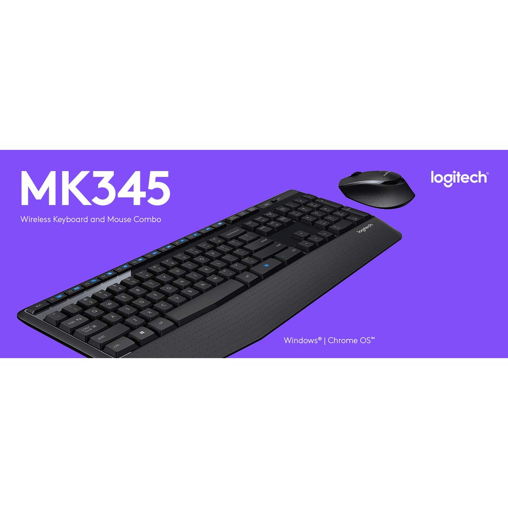 Bàn phím chuột không dây Usb Logitech MK345 Kết nối Usb 2.4Ghz, chống đổ tràn nước, mỏng nhẹ, bền chắc
