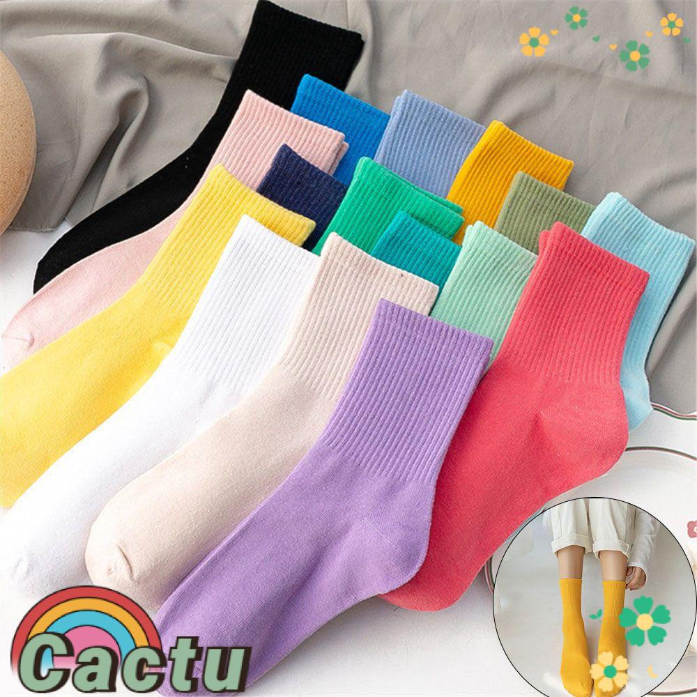 Vớ Cotton Thể Thao Màu Sắc Trơn Thoải Mái Dành Cho Nữ