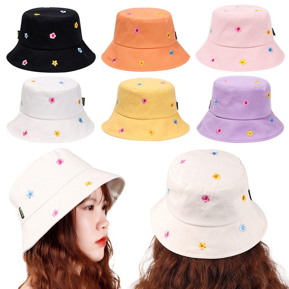 YVE Nón Tai Bèo Cotton Thoáng Khí Thêu Hoa Xinh Xắn