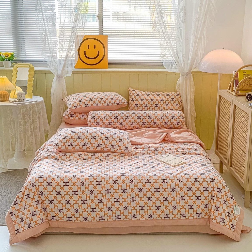 Bộ chăn hè ga gối 5 món Cotton Đũi mềm mại