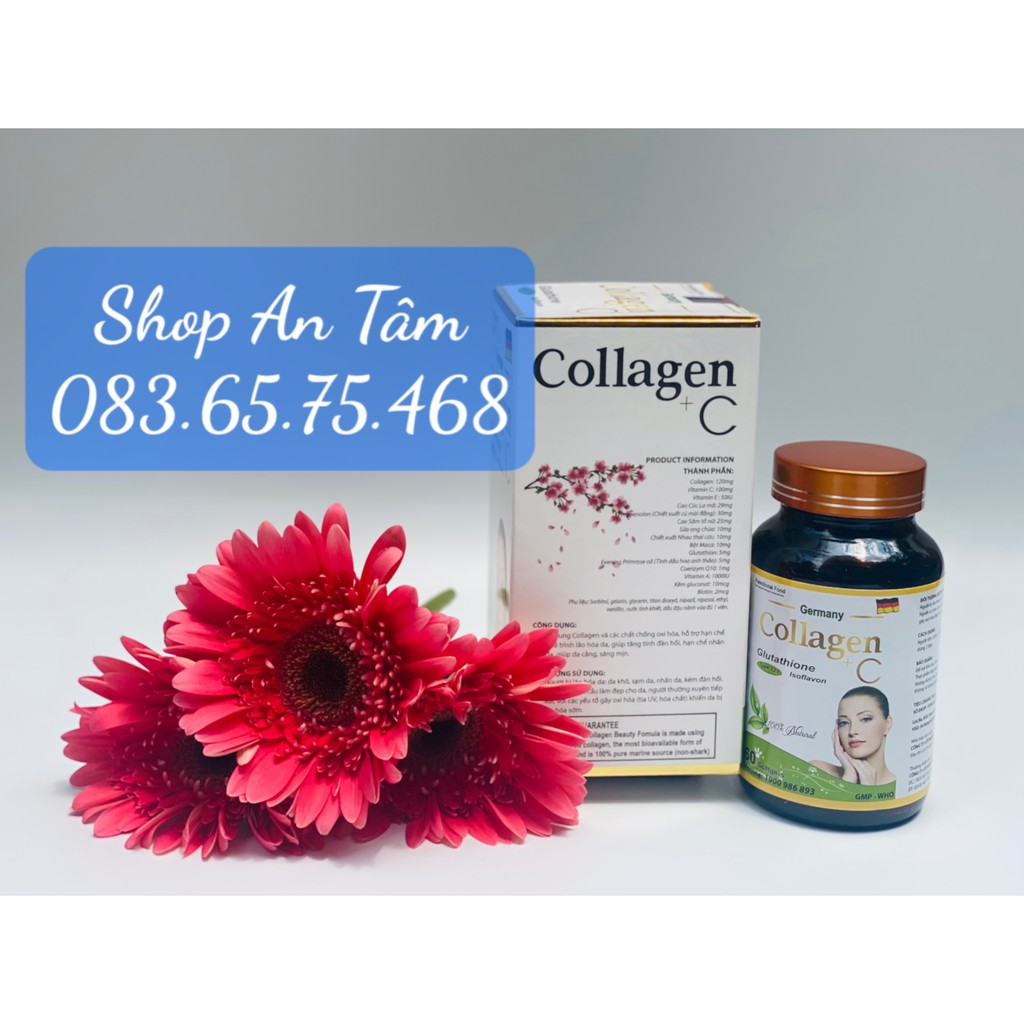 Viên uống đẹp da Collagen +C bổ sung Vitamin A E C giảm nám sạm da Hộp 60 viên