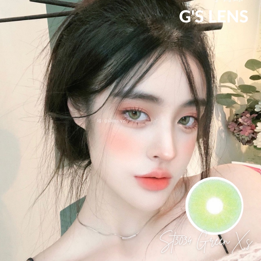 Kính Áp Tròng Lens Xanh Lá Tây Sáng Siêu Đẹp Hot Douyin Size Xs 14mm Có 0 Đến 6 Độ ST3034 Green