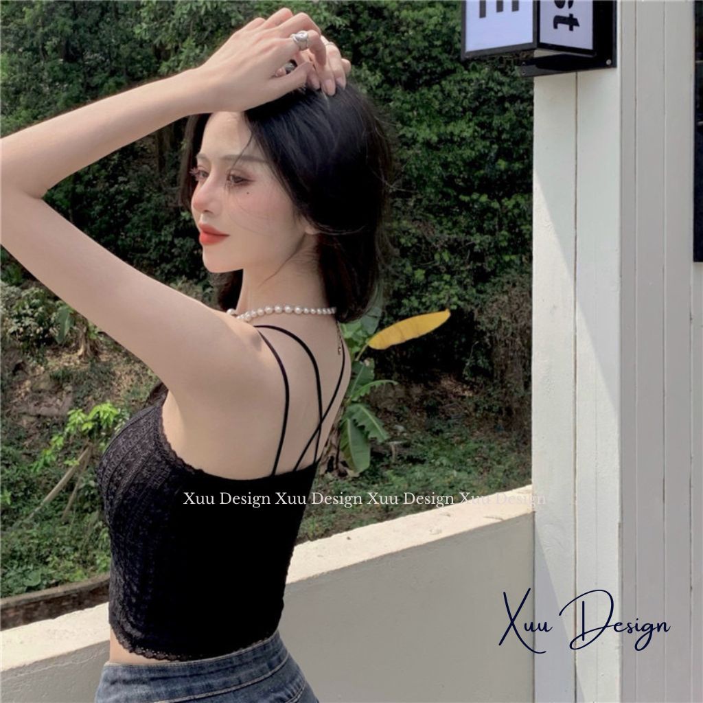 Áo bra nữ ren mềm dáng lửng Xuu, thiết kế có mút đệm dây kép siêu gợi cảm - BR13