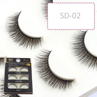 Mi Chồn , Lông Mi Giả Chồn 3D 3PCS 3 Fashion Eyelashes 3 Faux-Cils - bộ 3 cặp 3D-02