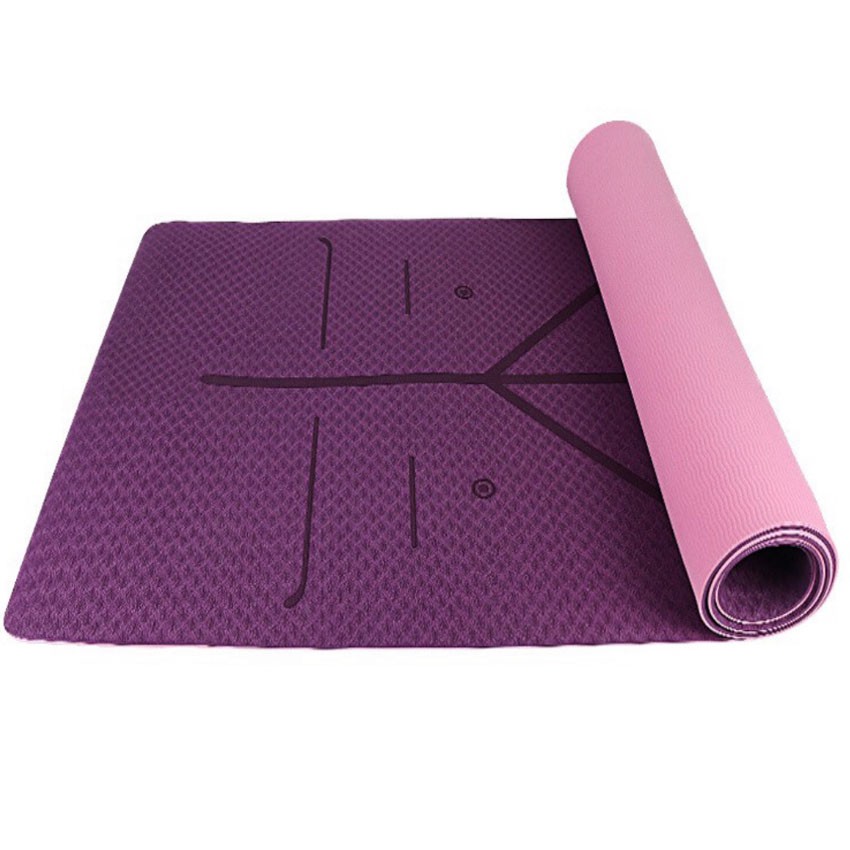 Thảm định tuyến TPE 2 lớp cao cấp 6mm, thảm tập thể dục tại nhà, thảm tập yoga định tuyến, thảm yoga định tuyến cao cấp