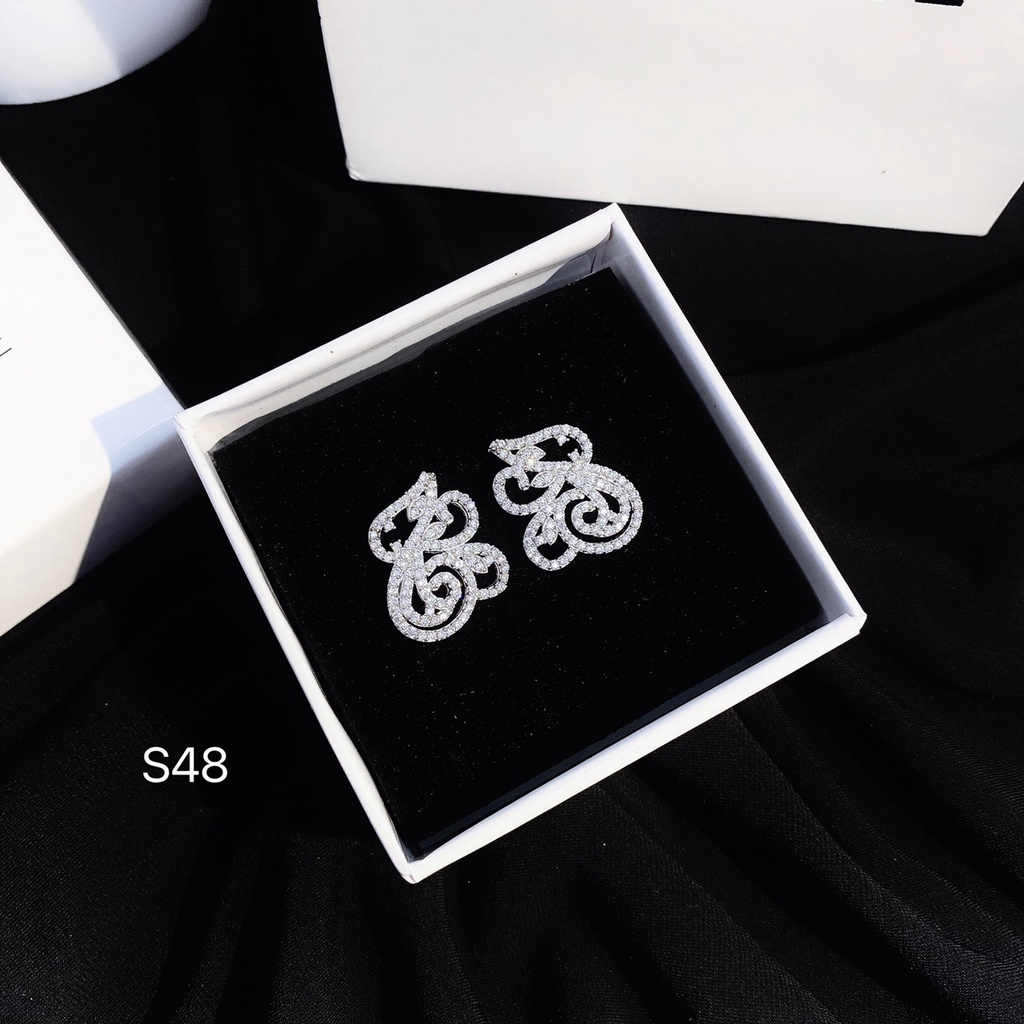 Bông tai xi bạch kim đính đá dành cho nữ MS0089