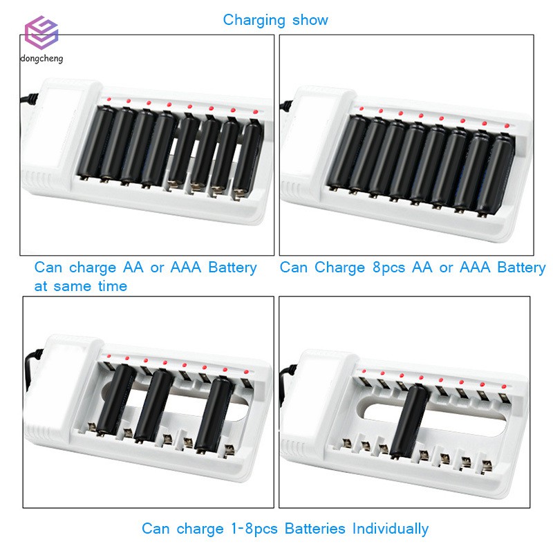 Thiết bị sạc pin 8 cổng cho các loại pin tiểu AA/AAA/Ni-MH/Ni-CD