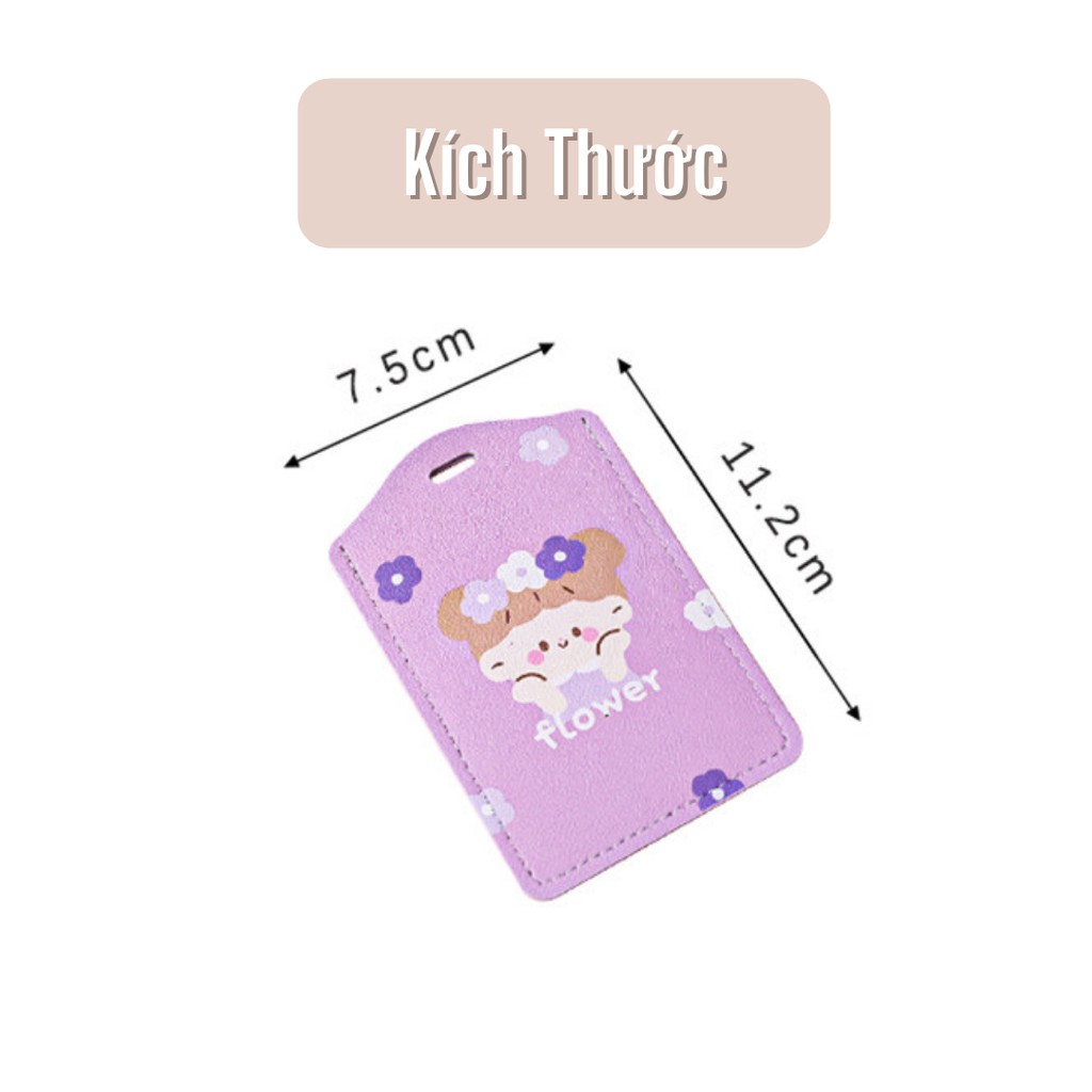 Dây đeo thẻ học sinh sinh viên Bao đựng thẻ văn phòng bằng da PU chống thấm nước phong cách Hàn Quốc