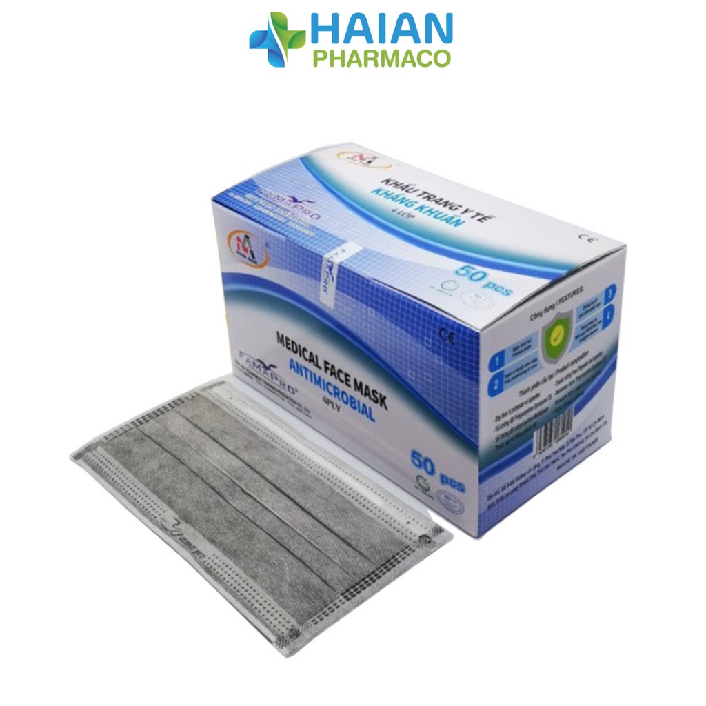 Khẩu trang Y Tế FAMAPRO 4 lớp Kháng Khuẩn Hộp 50 cái