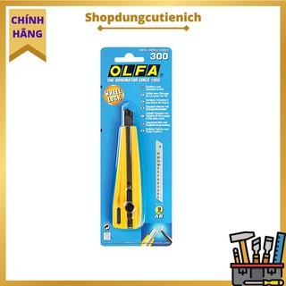 Dao Rọc Cắt Băng Dính, Bao Bì Nhỏ OLFA 300 Lưỡi Dao Bẻ 9mm, Khóa Bánh Răng An Toàn