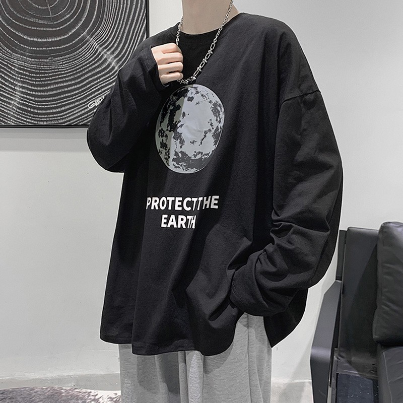 [ FREESHIP] [ CÓ HÌNH THẬT] Áo thun tay dài from rộng phù hợp cho cả nam và nữ chất cotton thoáng mát họa tiết mặt trăng | BigBuy360 - bigbuy360.vn