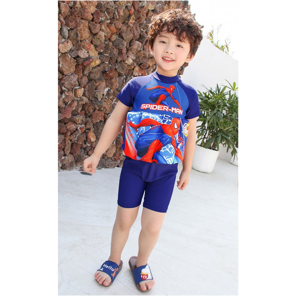 Đồ bơi bé trai gắn phao cực yêu kèm nón bơi_BT12