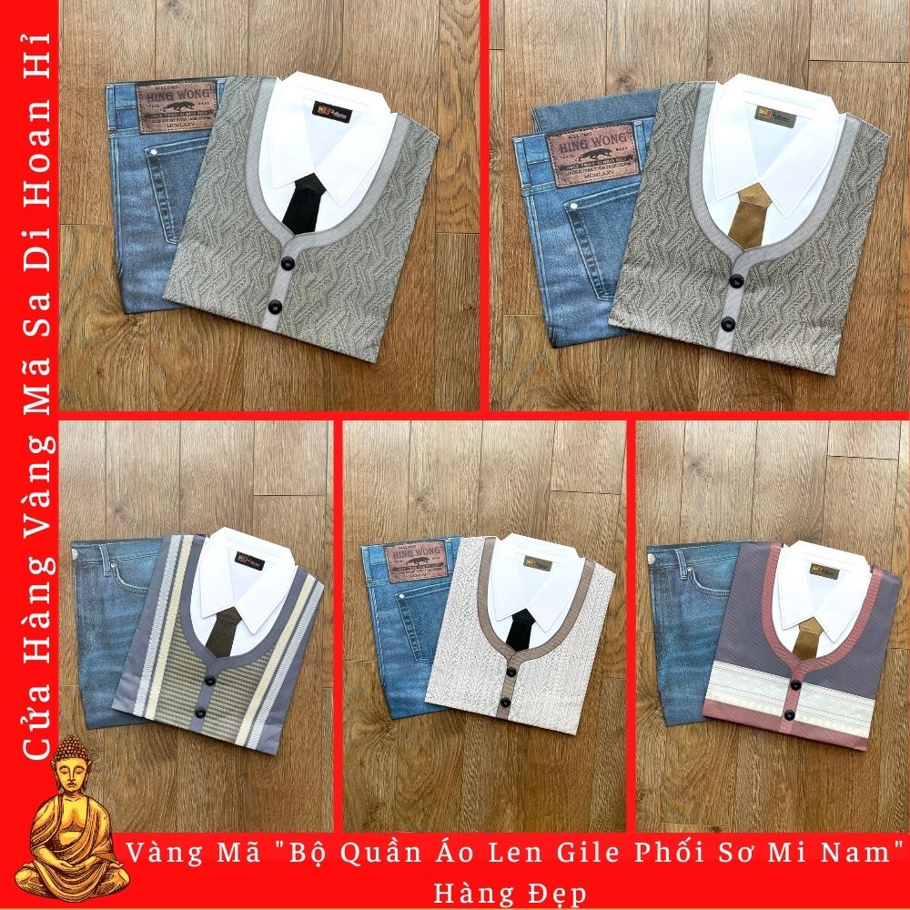 Vàng mã "Bộ Quần áo Len Gile Phối Sơ Mi Nam" - Hàng Cực Đẹp - Cửa Hàng Sa Di Hoan Hỉ