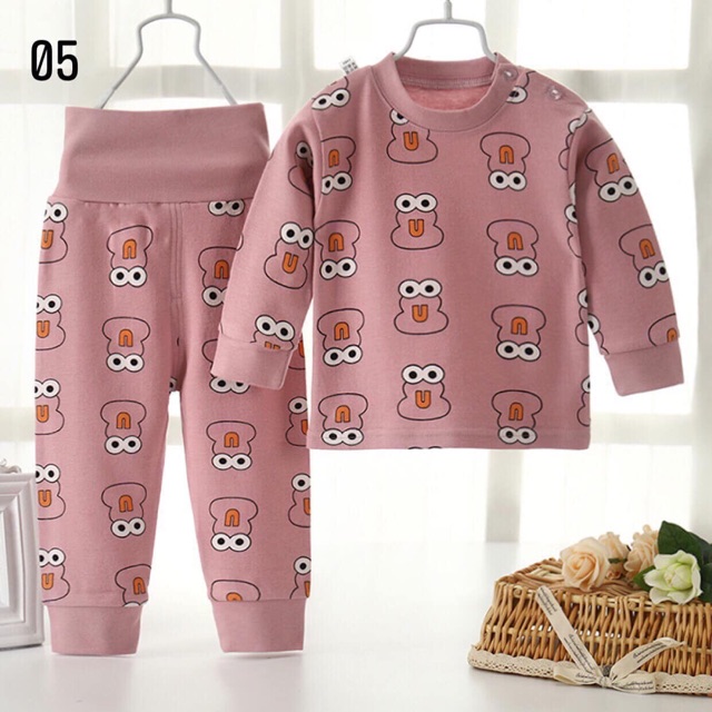 Bộ cotton cạp cao chất mềm mịn cho bé trai/gái | BigBuy360 - bigbuy360.vn