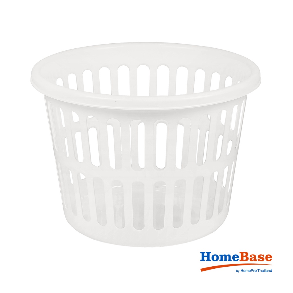 HomeBase JCJ Giỏ đựng quần áo hình tròn bằng nhựa 1154 Thái Lan W41xH29xD41cm màu trắng