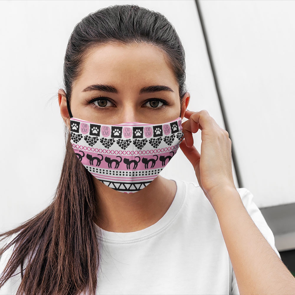 Khẩu trang vải 3d Dễ Thương_945 CARTWELL chất liệu poly cotton 100% chống bụi in họa tiết 3d tunisex