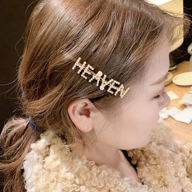 Youyo Kẹp Tóc Hình Mặt Cười / Chữ Cái Bằng Kim Loại Đơn Giản Tối Giản Cho Nữ