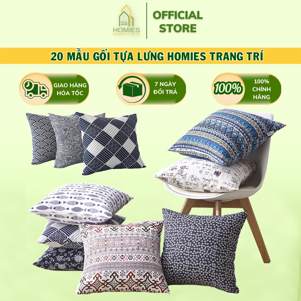 Gối Tựa Lưng Văn Phòng HOMIES Phong Cách Hàn Quốc - Kích Thước 45cm x 45cm