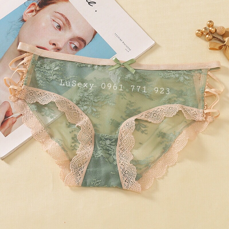 QUẦN LÓT NỮ SEXY DÂY ĐAN HÔNG GỢI CẢM - Quần lót ren xuyên thấu đẹp màu đen trắng da hồng