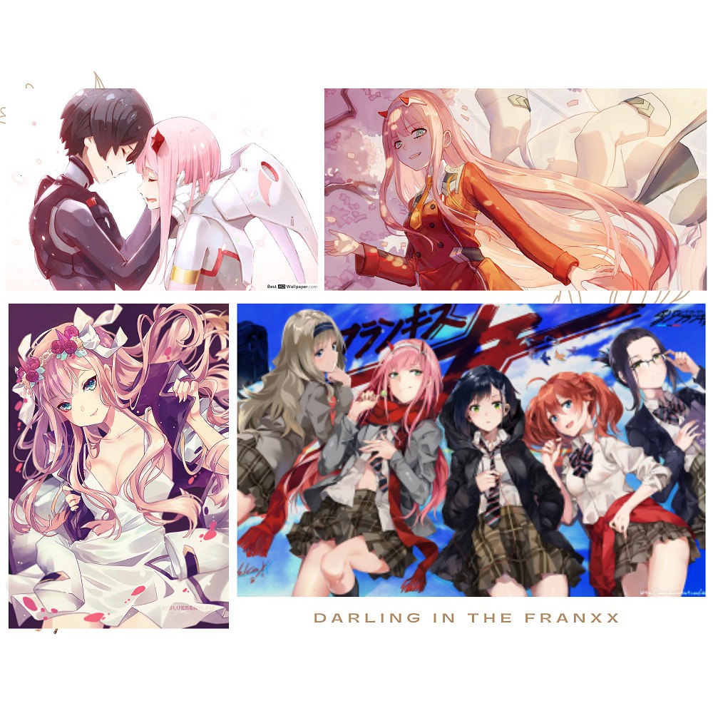 Postcard Darling In The Franxx có dán sticker in hình anime - Quà Tặng