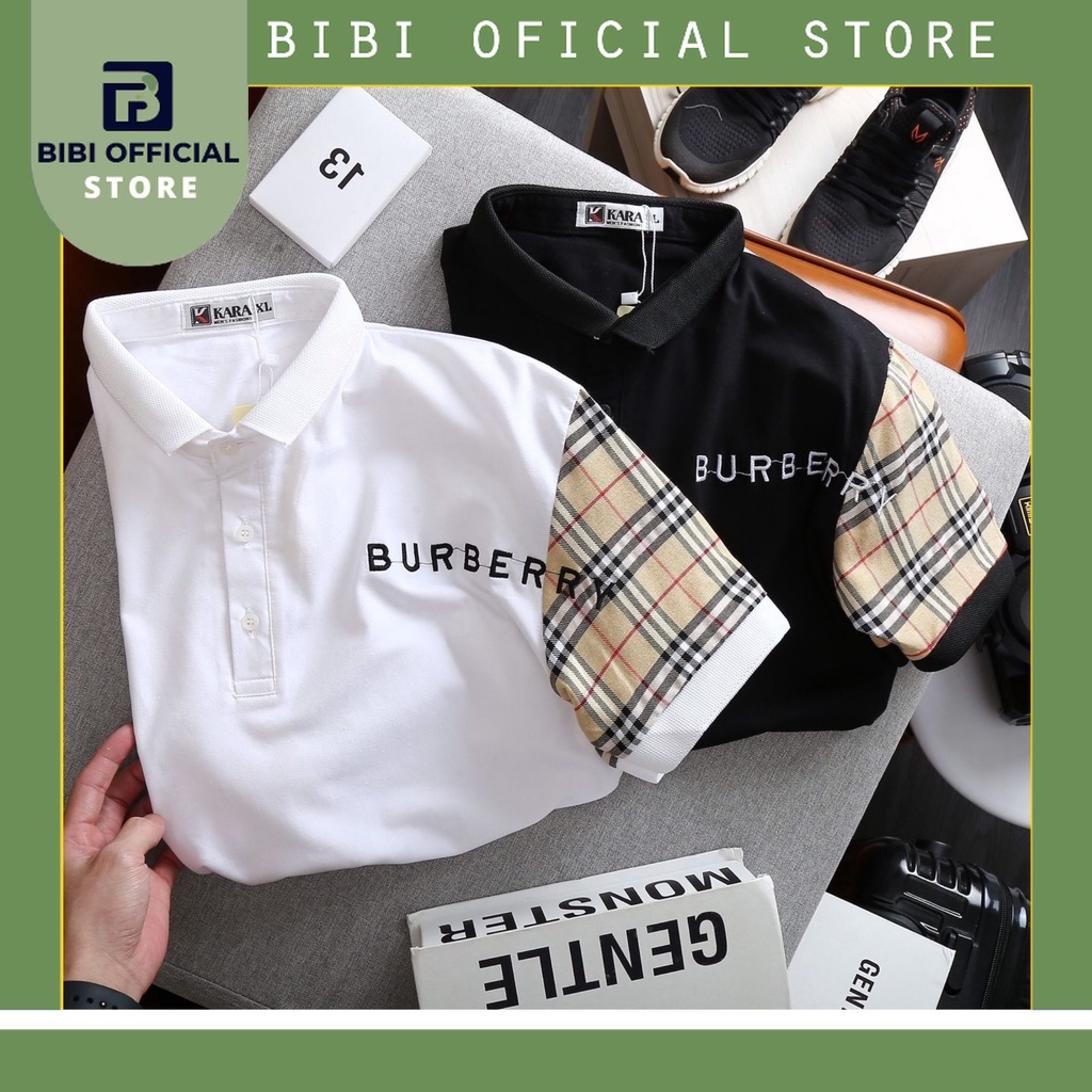 Áo Thun nam BURBERRY có cổ thun nam ngắn tay: Kiểu dáng Hàn Quốc chất liệu cotton , co giãn 4 chiều