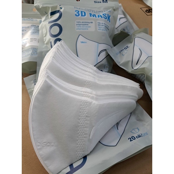 Khẩu trang 3D Bisou người lớn túi 20c (chuyên sỉ)
