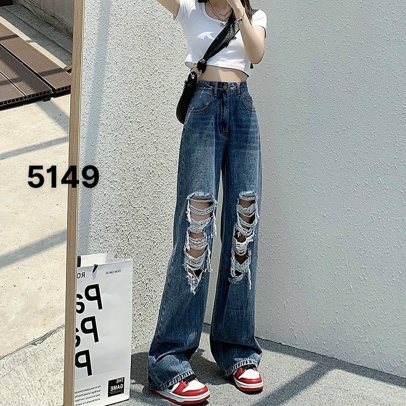 [ VIDEO+FREESHIP ] QUẦN JEANS ỐNG RỘNG NỮ LƯNG CAO LAI CUỐN RÁCH TE TUA CHỮ NHẬT 2 GỐI MÀU XANH NHẠT XANH ĐẬM ĐEN HOT