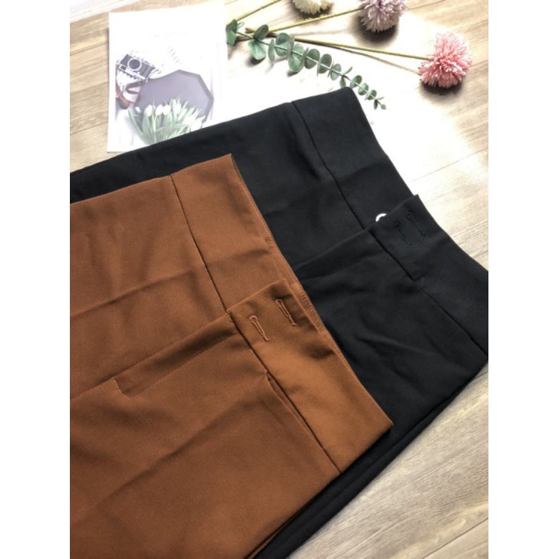 Quần Ống Loe Cạp Cao Hai Cúc Dáng Dài Vải Tuyết Mưa Loại 1 Không nhăn Không Bám Bụi Tôn Dáng | BigBuy360 - bigbuy360.vn