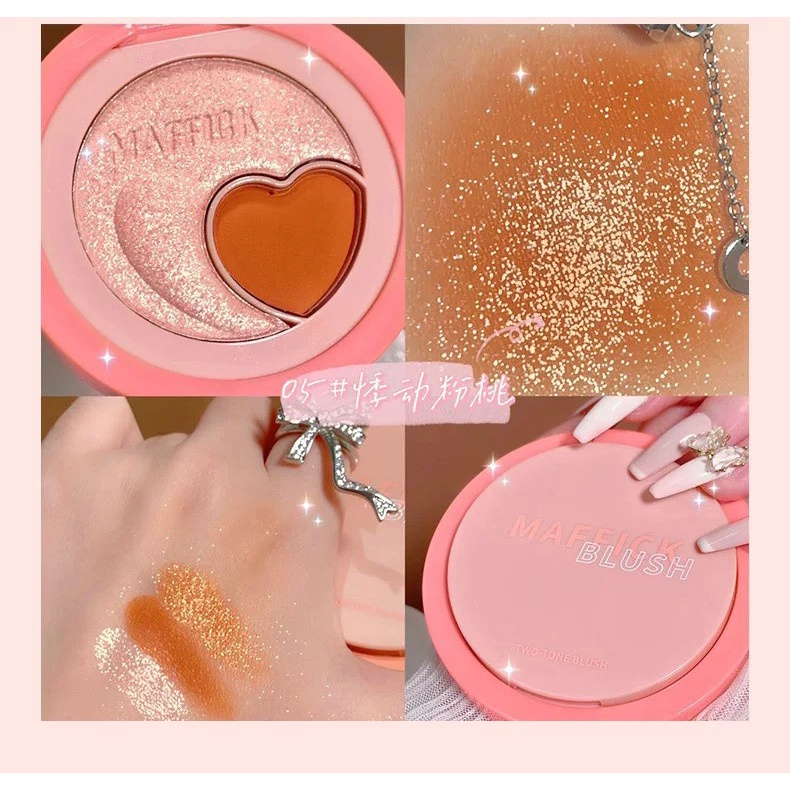 Bảng má hồng &amp; highlight Maffick Sweet Milk Peach Two-Tone Blush