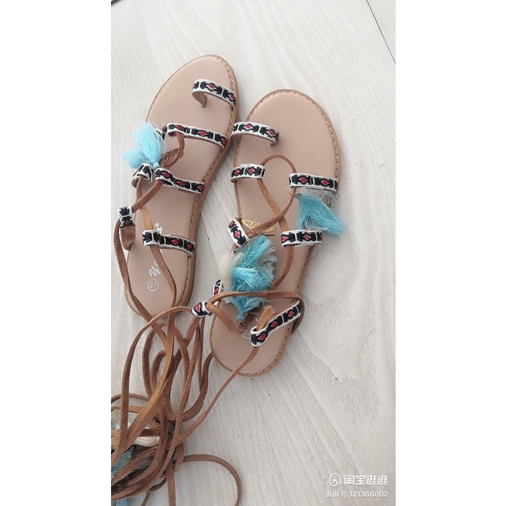 SANDAL DÂY PHONG CÁCH BOHEMIAN ĐÍNH BÔNG MÀU SẮC HÀNG QUẢNG CHÂU