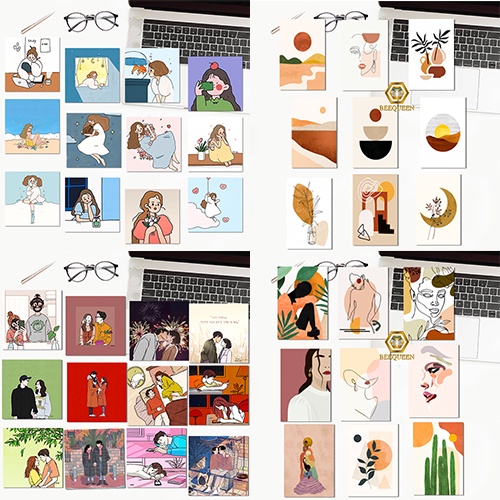 Combo 12 Thiệp Postcard Có Sẵn Decor Trang Trí Phòng Cực Xinh