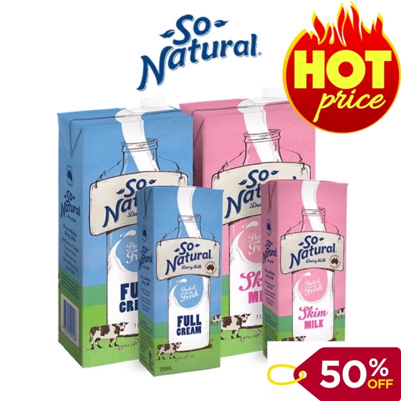 Sữa Tươi Không Đường So Natural Skim Milk 7NgayShop 1000ml Nhập Khẩu Úc Date 2023, Sữa Tươi Nguyên Kem Không Đường