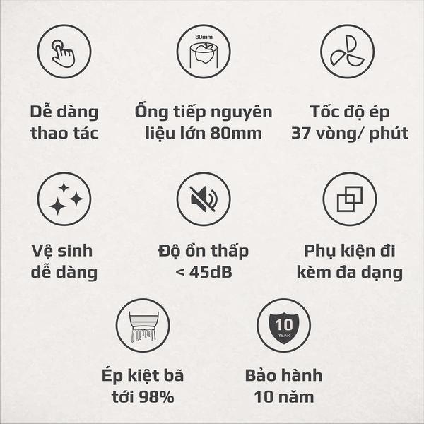 [Mã ELHA10 giảm 6% đơn 5TR] [CHÍNH HÃNG] Máy Ép Chậm OLIVO SJ 189 - Ép Trái Cây Hoa Quả, Siêu Kiệt Bã, Dễ Vệ Sinh