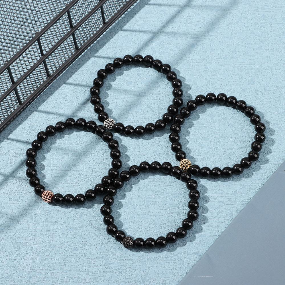 Vòng Tay Chuỗi Hạt Màu Đen Phong Cách Cổ Điển