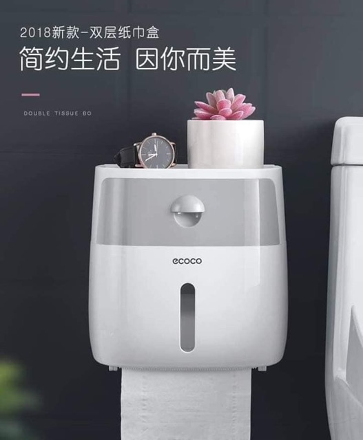 Hộp giấy vệ sinh Ecoco 2 ngăn tiện lợi