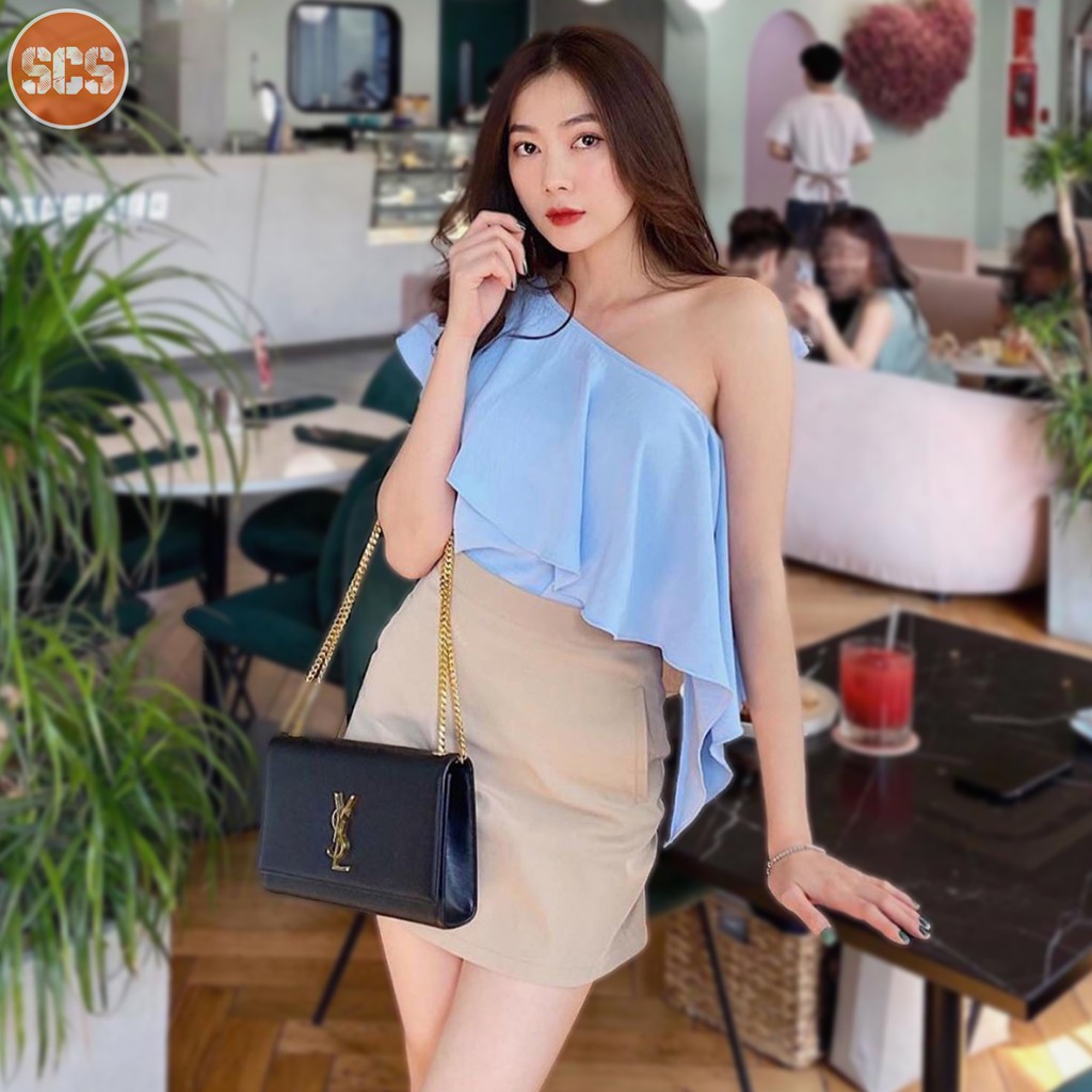 Áo lệch vai bèo nhún kiểu thái (nhiều màu)